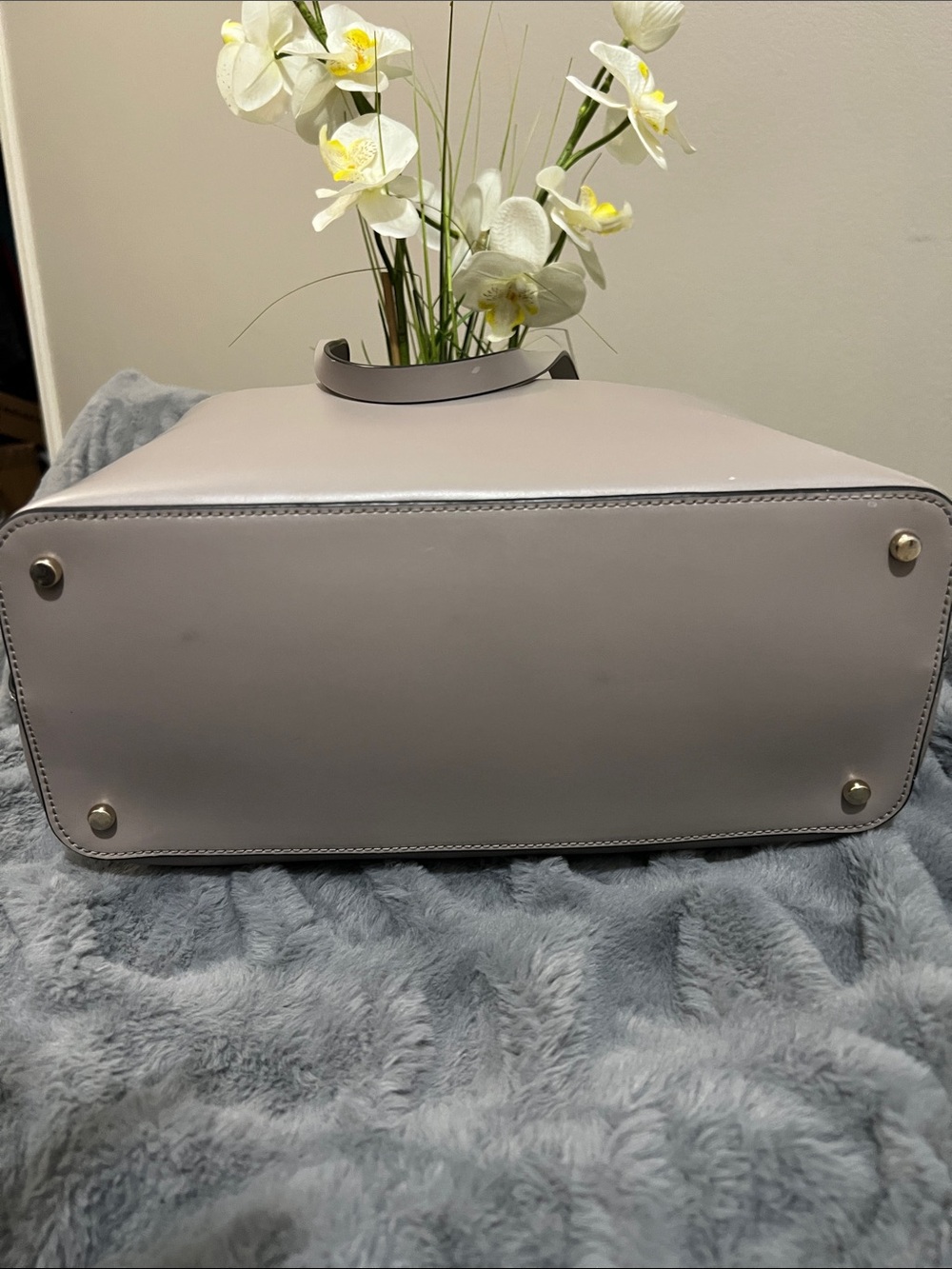 Kate Spade Owl Star Bright Little Len Gray Leather Tote EUC retail $398 - Picture 6 of 10
